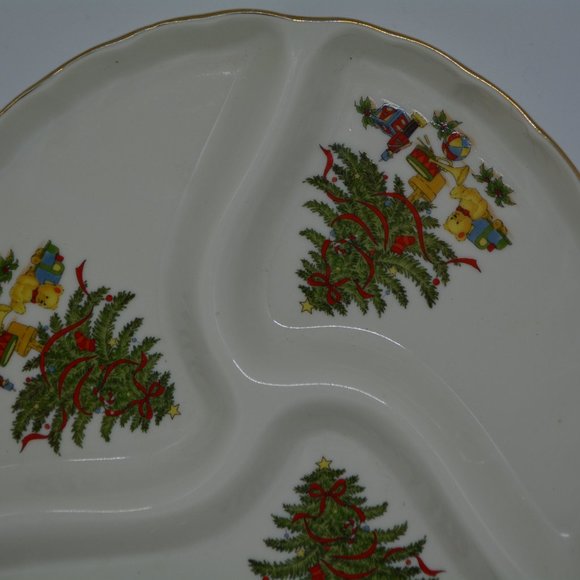Merry Christmas Tree Ceramic Sectioned Bon Bon Serving Dish Jay Import Co Japan - Picture 3 of 7